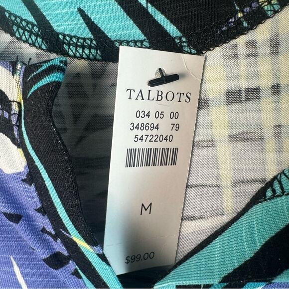 Talbots women's tropical sleeveless midi dress blue Green pockets costal grandma - Picture 14 of 15